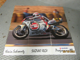 Reclame Folder Poster Suzuki o.a. Kevin Schwantz RGV DR e.a.