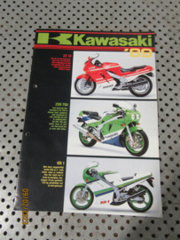 Kleurenfolder Folder Kawasaki Motoren 1989 Reclamefolder o.a. ZXR750 KR1 GPZ900R