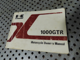 Motorcycle Owner's Manual Kawasaki 1000GTR - GTR1000 '87