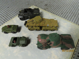 5 Pantserwagen modellen 0.A. 1/43 Schuco Matchbox Lesney