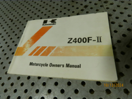 Motorcycle Owner's Manual Kawasaki Z400F - Z 400 F II '86