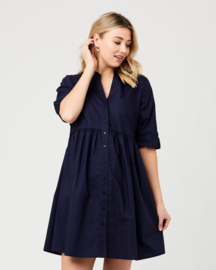 Ripe Maternity - Paige Poplin Jurk Navy