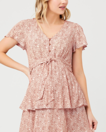 Ripe Maternity - Lulu Layered Dress Rose / Wit