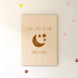 Kaartje van hout | Love you to the moon and back