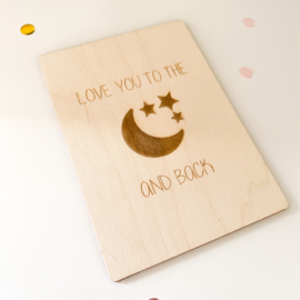 Kaartje van hout | Love you to the moon and back
