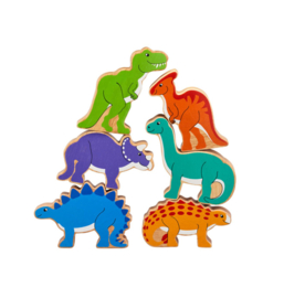 Lanka Kade Houten Speelgoed Dinosaurussen, set van 6 assorti