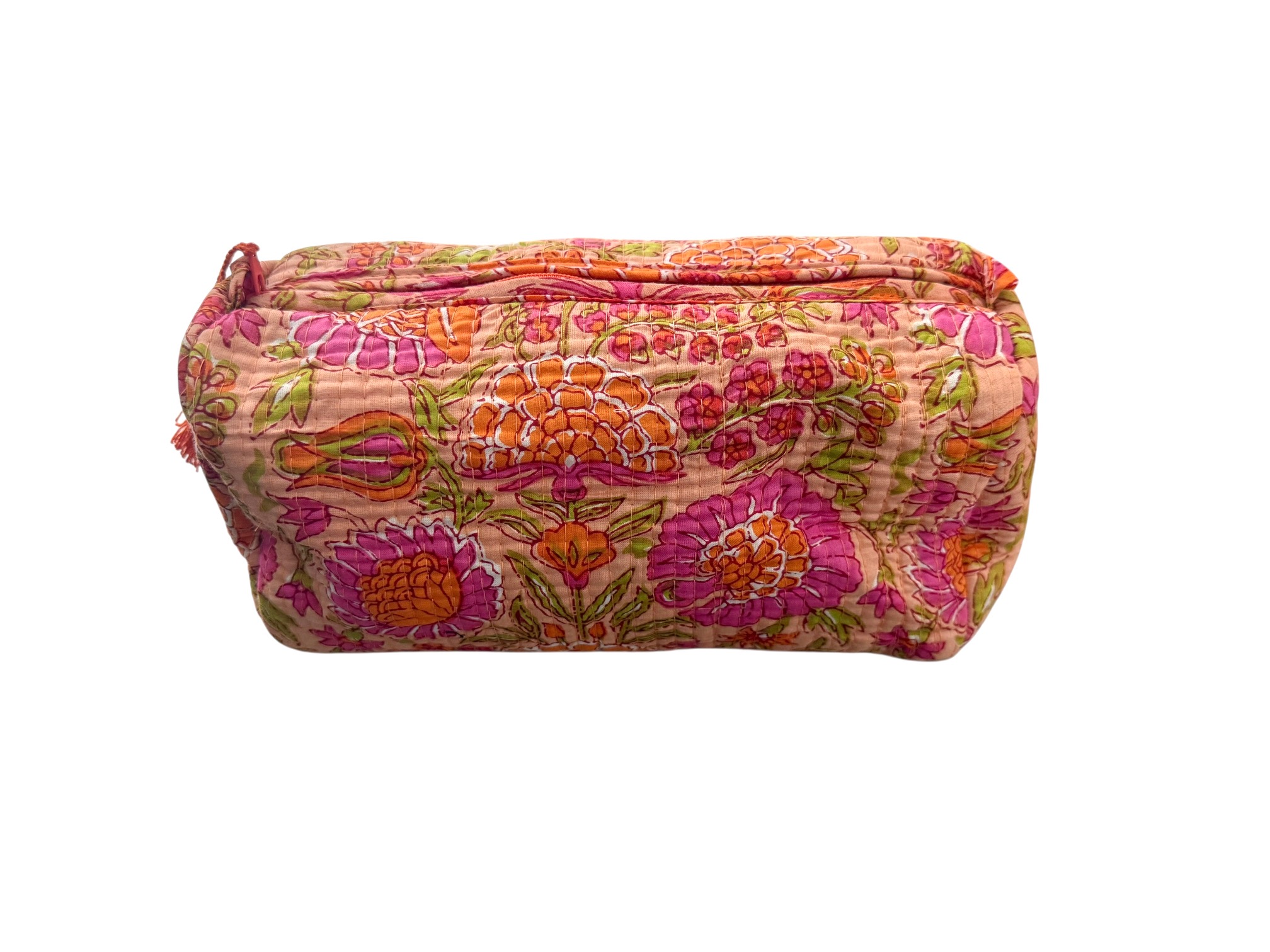 Set van 3 Toilettassen Kantha Oranje, 3 verschillende formaten