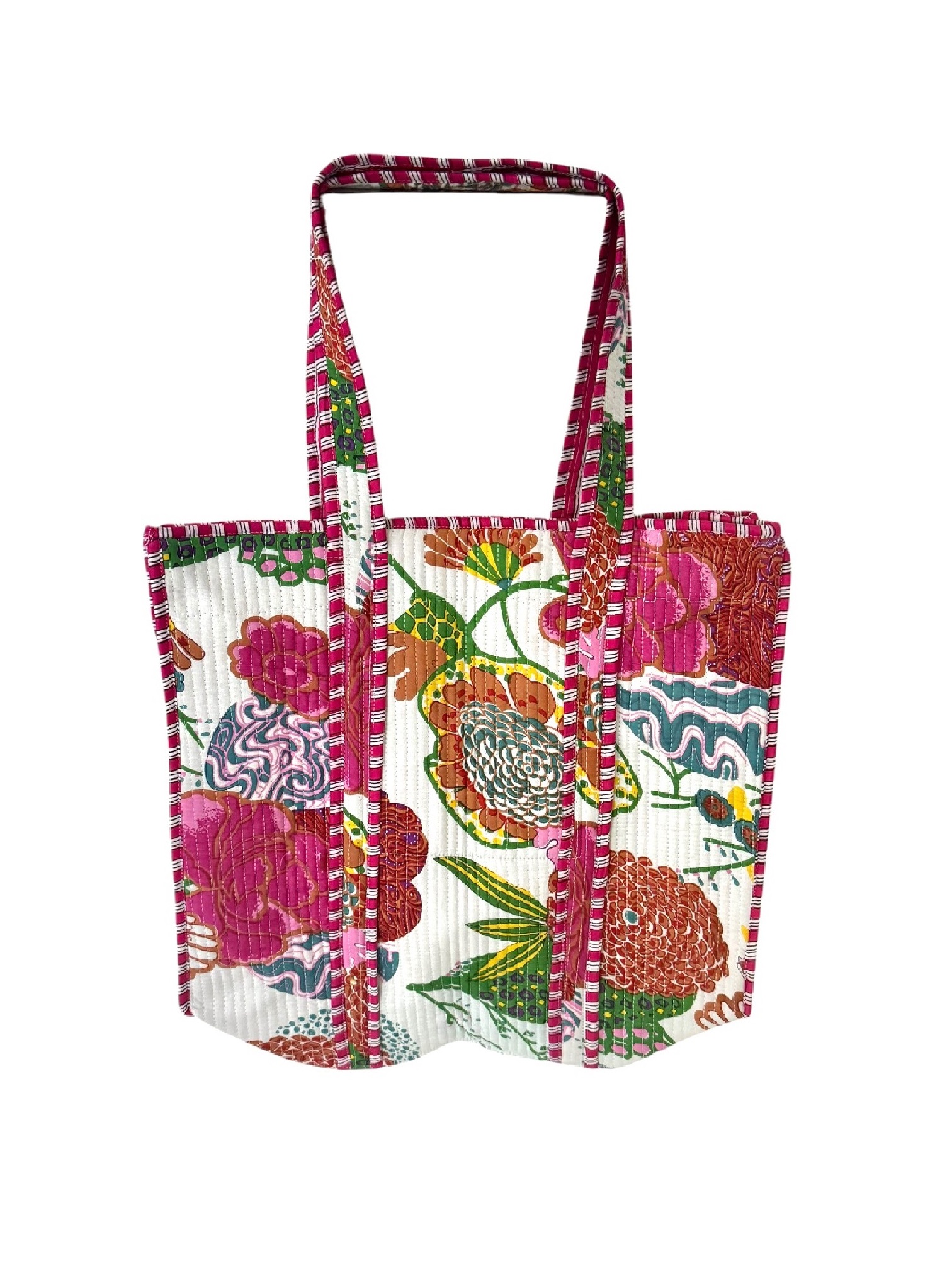 Shoppingbag / Strandtas Kantha Bouquet White 47x38 cm