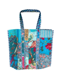 Shoppingbag / Strandtas Kantha Paradise Blue 47x38 cm