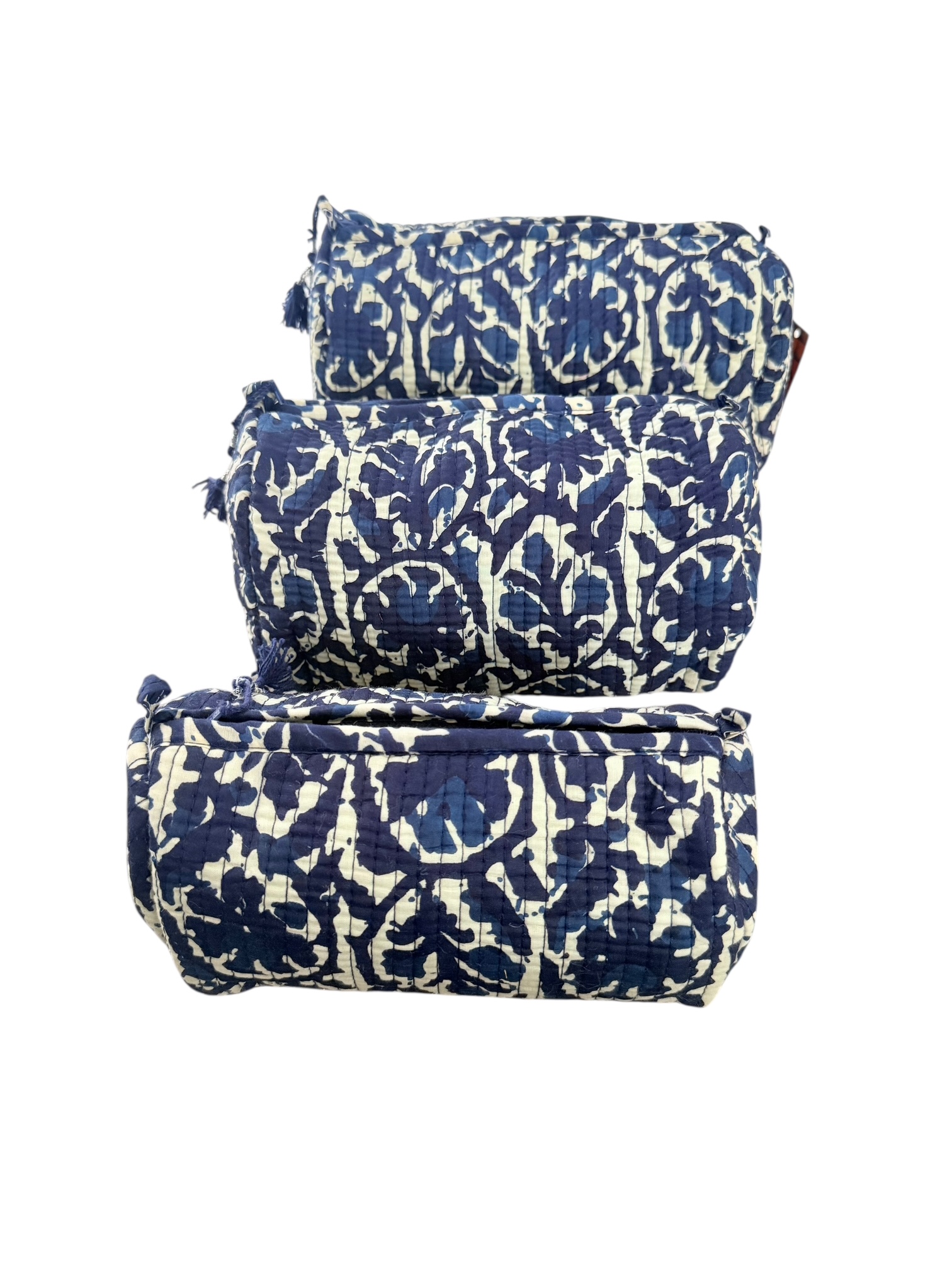 Set van 3 Toilettassen Kantha Mistery Blue, 3 verschillende formaten