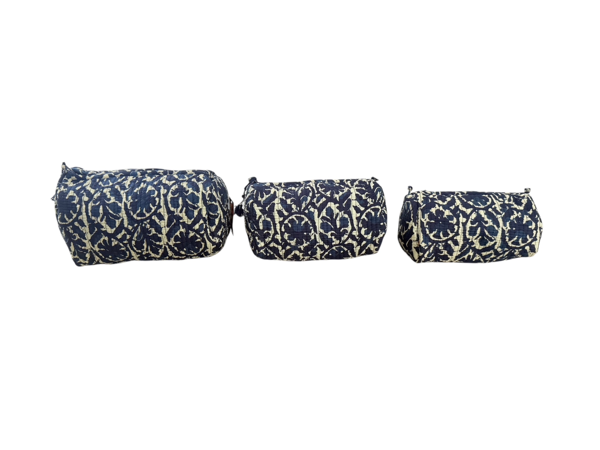 Set van 3 Toilettassen Kantha Mistery Blue, 3 verschillende formaten