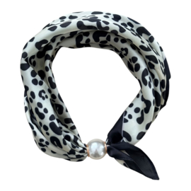 Parelsjaal Magnetische Parel White Leopard