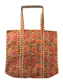 Shoppingbag / Strandtas Kantha Oranje Mix 47x38 cm