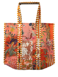 Shoppingbag / Strandtas Kantha Oranje/Rose Mix 47x38 cm