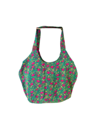 Schoudertas Kantha Gestikt Roze Flowers 49x35 cm
