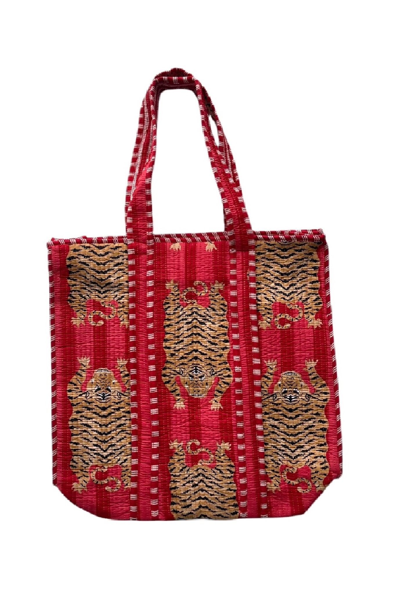 Shoppingbag / Strandtas Kantha Tijger Rood 47x38 cm