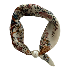 Parelsjaal Magnetische Parel Beige Gebloemd