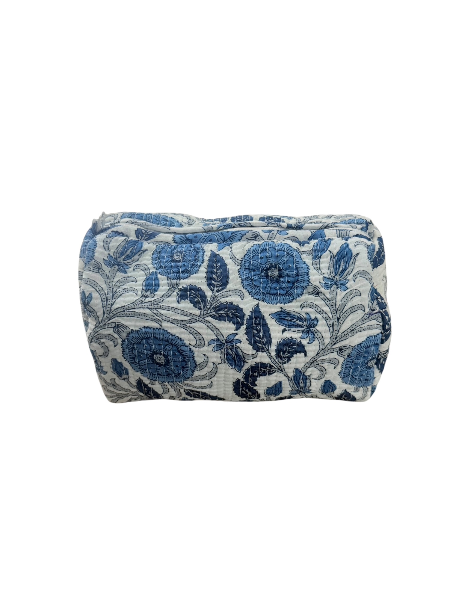 Set van 3 Toilettassen Kantha Wit/Blauw, 3 verschillende formaten