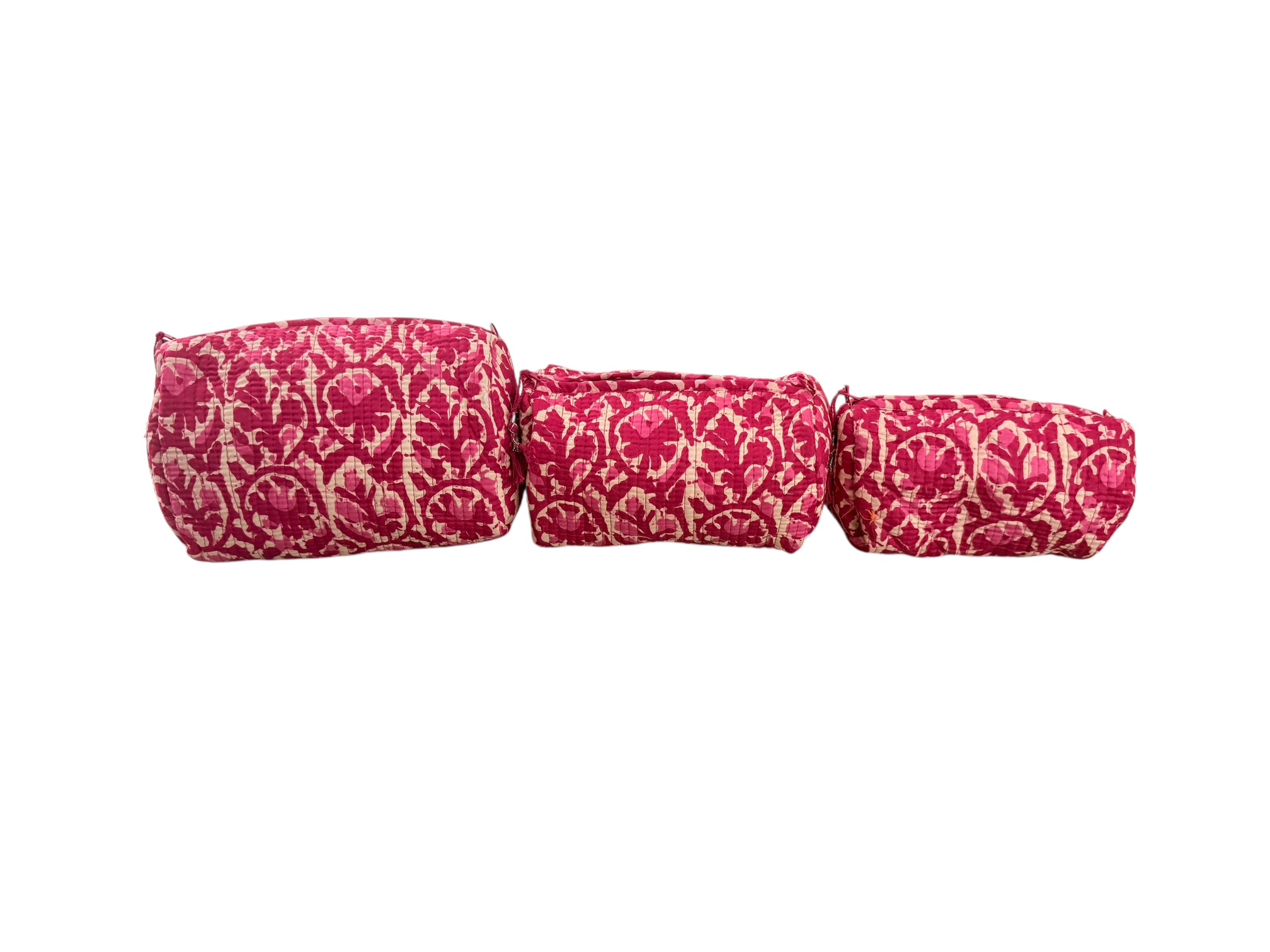 Set van 3 Toilettassen Kantha Pink Design, 3 verschillende formaten