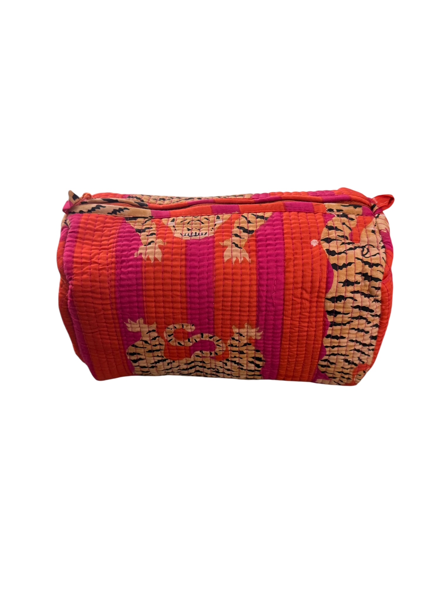 Set van 3 Toilettassen Kantha Tijger Oranje, 3 verschillende formaten