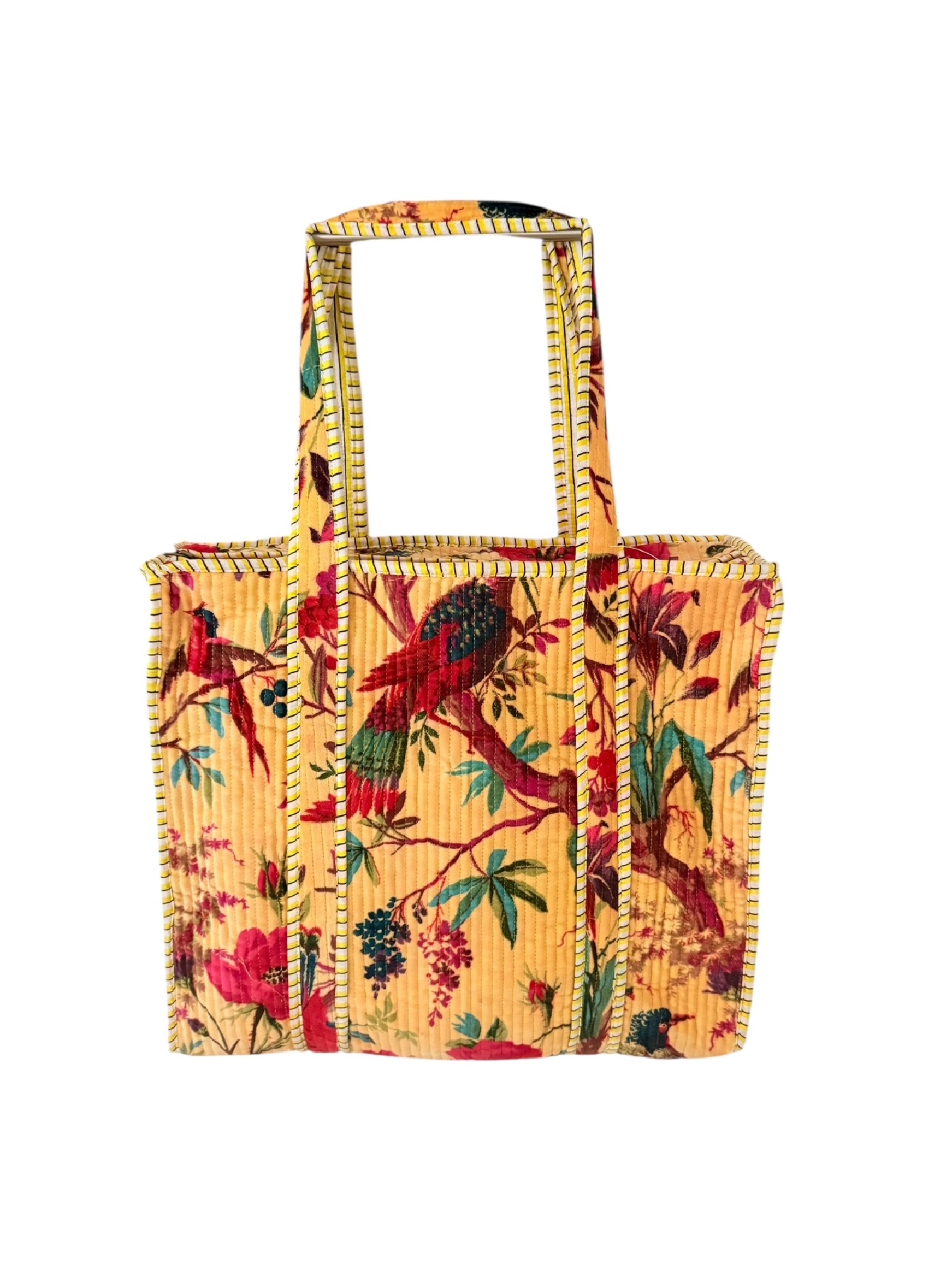Luxe Shoppingbag / Strandtas Valvet/Fluweel Botanical Zacht Geel 37x48 cm