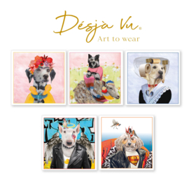 Desja Vu XL Wenskaarten set van 5 kaarten Dogs in Style