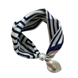 Parelsjaal Magnetische Parel Black & White stripe