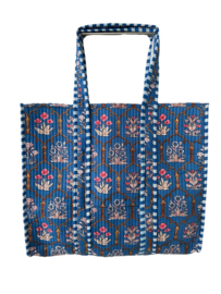 Shoppingbag / Strandtas Kantha Blauw Mix 47x38 cm