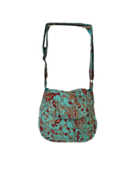 Crossbody Tas Kantha Paisley Turquoise 27 x 25 cm