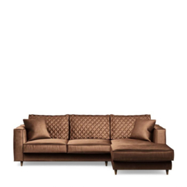Kendall Sofa with Chaise Longue Right, velvet, chocolate