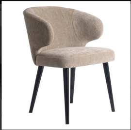 PTMD Fiori Cream 6051 Dining Chair Black Wood Legs