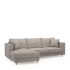 Kendall Sofa With Chaise Longue Left, washed cotton, stone