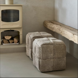 Rivièra Maison Qbic Poef 40×45 Soft Walnut