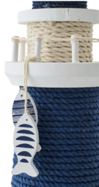 J-Line Vuurtoren Decoratief Touw/Dennenhout Blauw/Wit Large