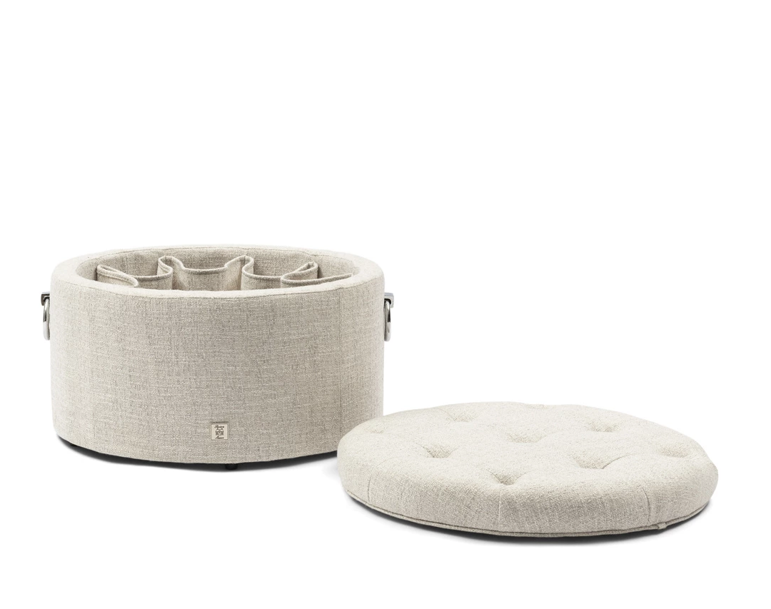 Riviera Maison Park Avenue Poef Footstool Antique White, Rich Tweed