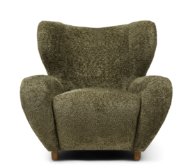 Riviera Maison Courchevel Wing Chair Vintage Velvet Forest Green