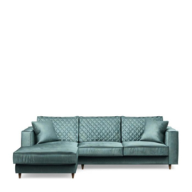 Rivièra Maison Kendall Sofa With Chaise Longue Left, Velvet, Mineral Blue