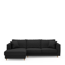 Rivièra Maison Kendall Sofa With Chaise Longue Left, oxford weave, basic black