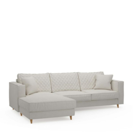 Kendall Sofa with Chaise Longue Left, oxford weave, alaskan white