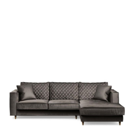 Kendall Sofa with Chaise Longue Right, velvet, grimaldi grey