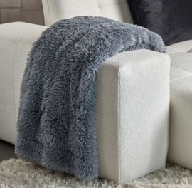 Rivièra Maison Fall Faux Fur Throw Blue 170x130 cm