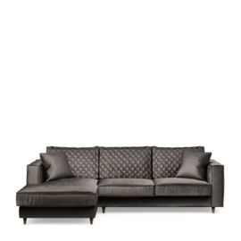 Rivièra Maison Kendall Sofa With Chaise Longue Left, velvet, grimaldi grey
