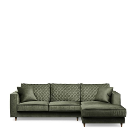 Kendall Sofa with Chaise Longue Right, velvet, ivy