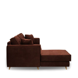 Rivièra Maison Kendall Sofa With Chaise Longue Left, velvet, chestnut