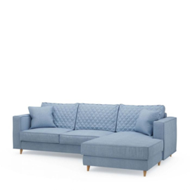 Rivièra Maison Kendall Sofa with Chaise Longue Right, washed cotton, ice blue