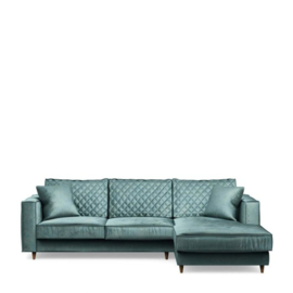 Rivièra Maison Kendall Sofa with Chaise Longue Right, velvet, mineral blue