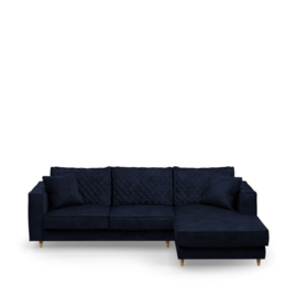 Kendall Sofa with Chaise Longue Right, velvet, estate blue