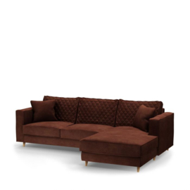 Rivièra Maison Kendall Sofa With Chaise Longue Right, velvet, chestnut