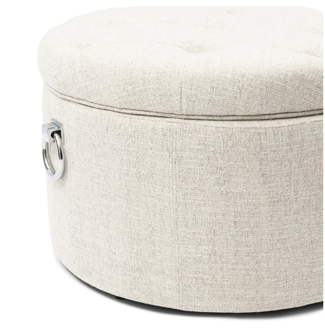 Riviera Maison Park Avenue Poef Footstool Antique White, Rich Tweed