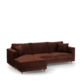 Rivièra Maison Kendall Sofa With Chaise Longue Left, velvet, chestnut